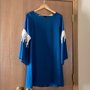 Teal bell sleeve and lace dress. Worn once